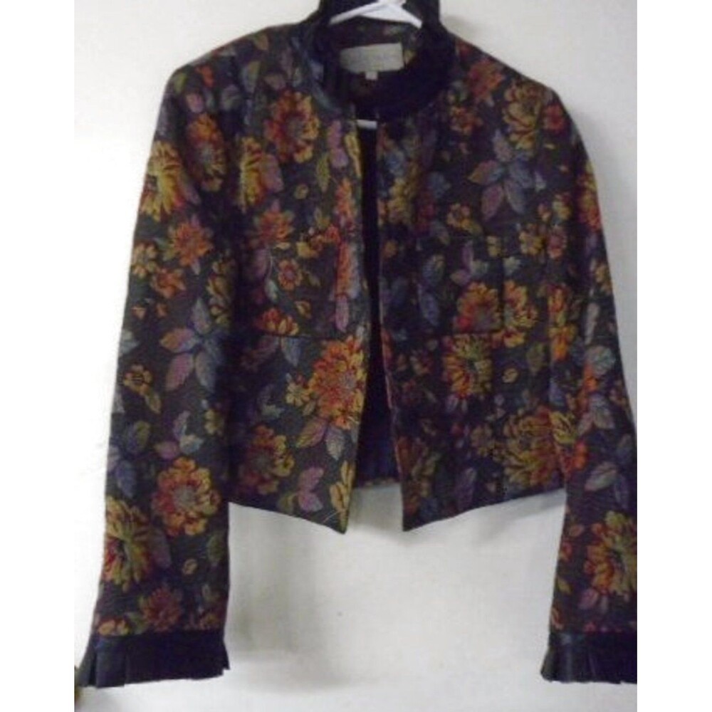 Jacket Emil Rutenberg Collection Tapestry Small Vintage Feel Black Satin EUC